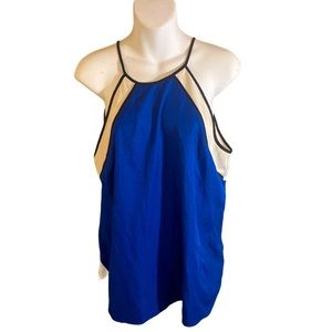 Blue white & black block fashion tank top